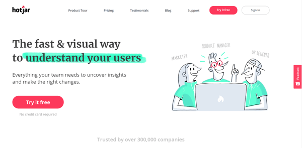 Hotjar user journey monitoring