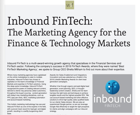 Wealth and Finance magazine - FinTech Awards